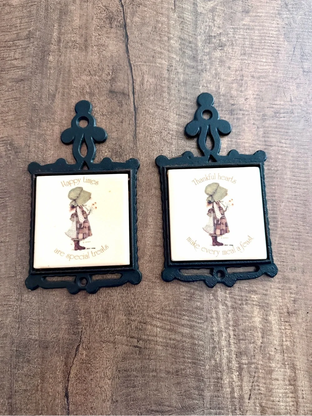 Vintage Holly Hobbie Ceramic Wall Set of 2..